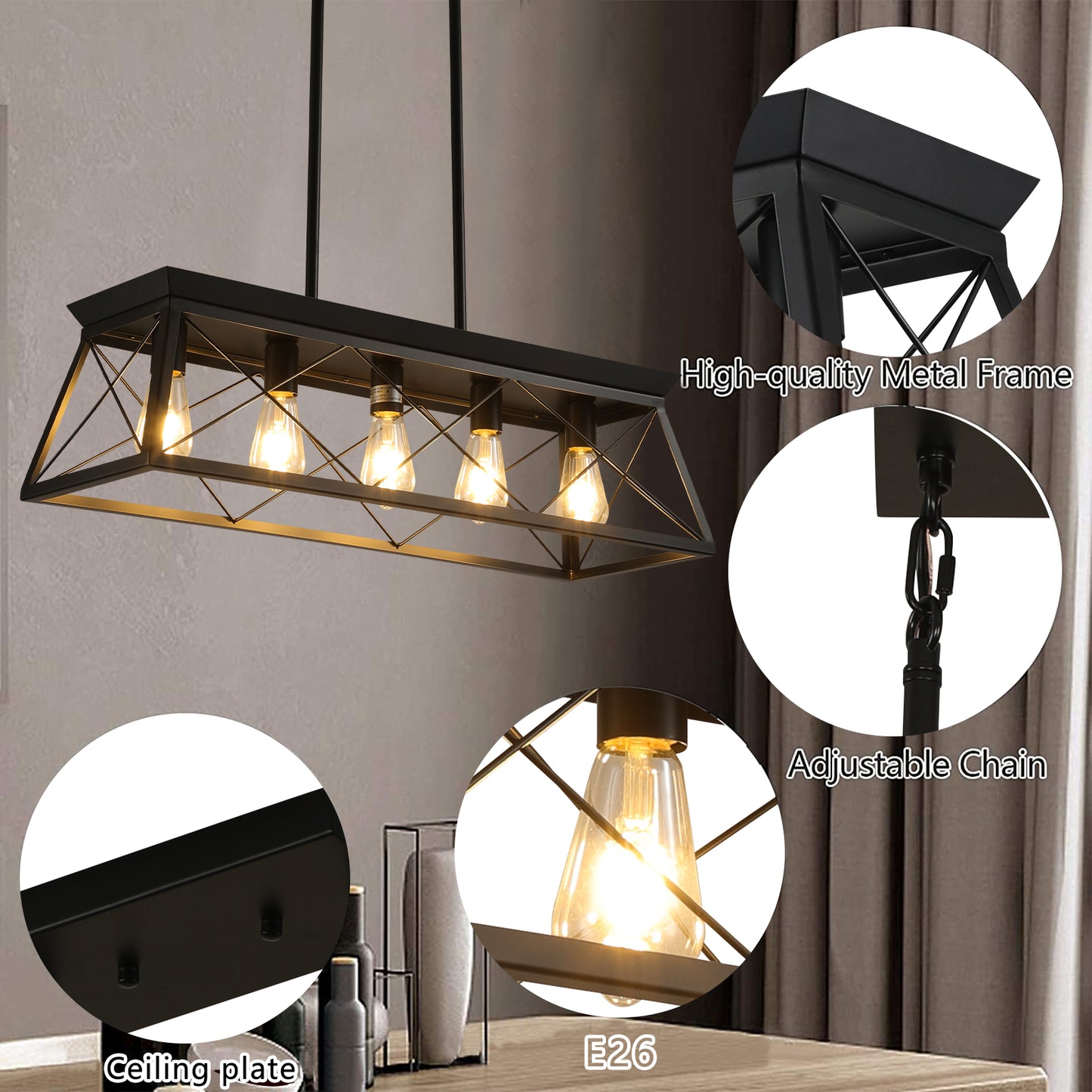 5-Light Farmhouse Chandeliers