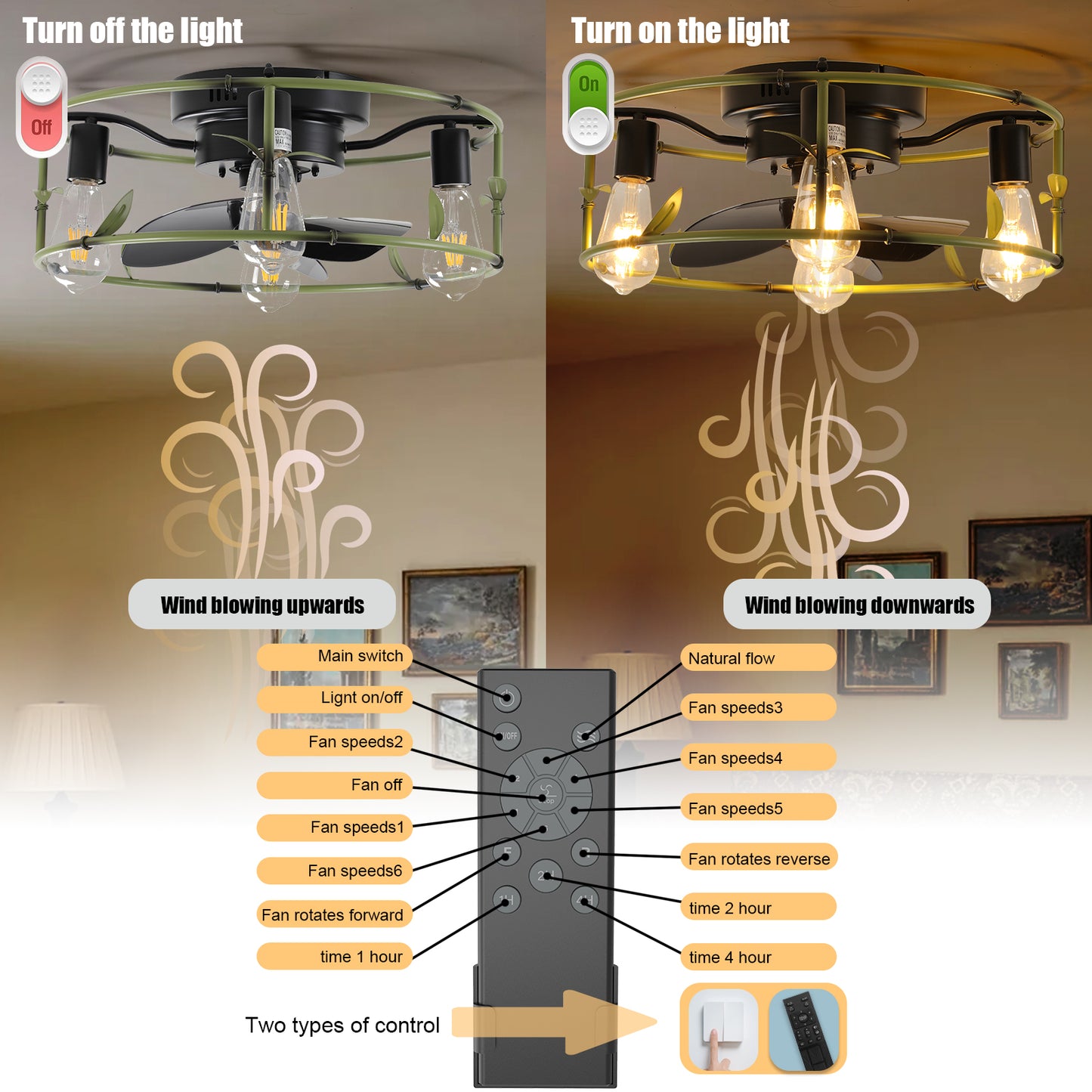 Recessed ceiling fan with light and remote control