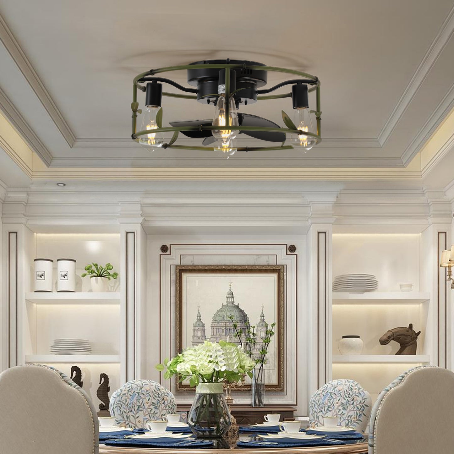 Recessed ceiling fan with light and remote control