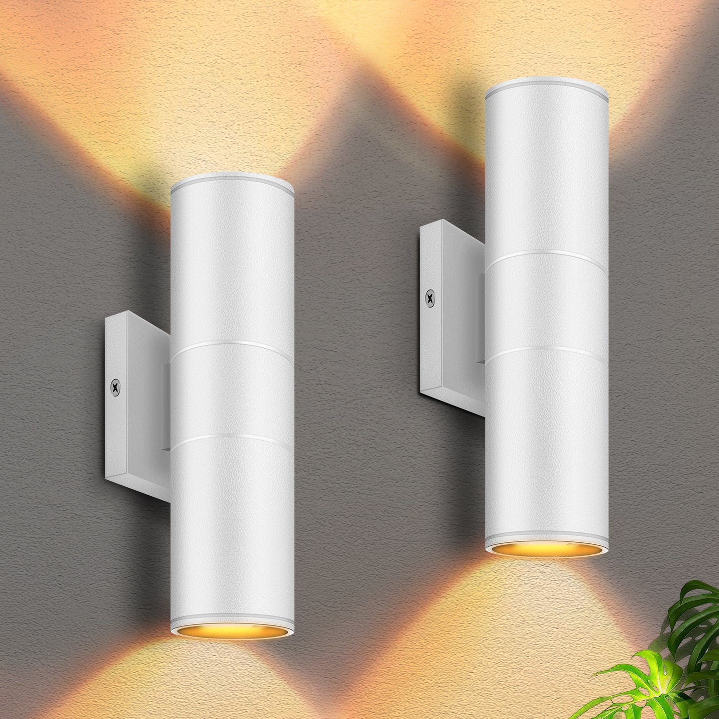 Top 3 wall lights with integrated LED cylinder up and down lights