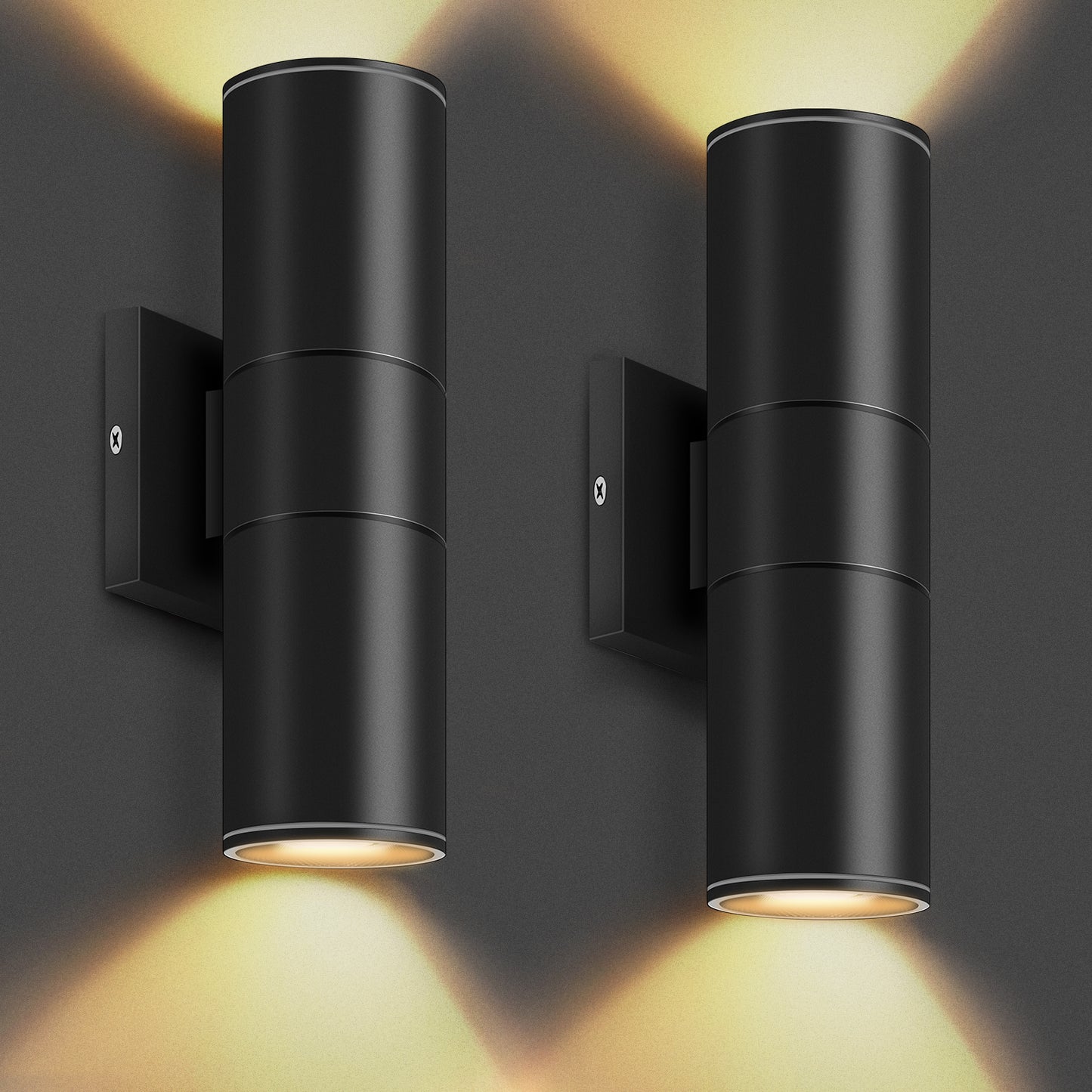 Top 3 wall lights with integrated LED cylinder up and down lights