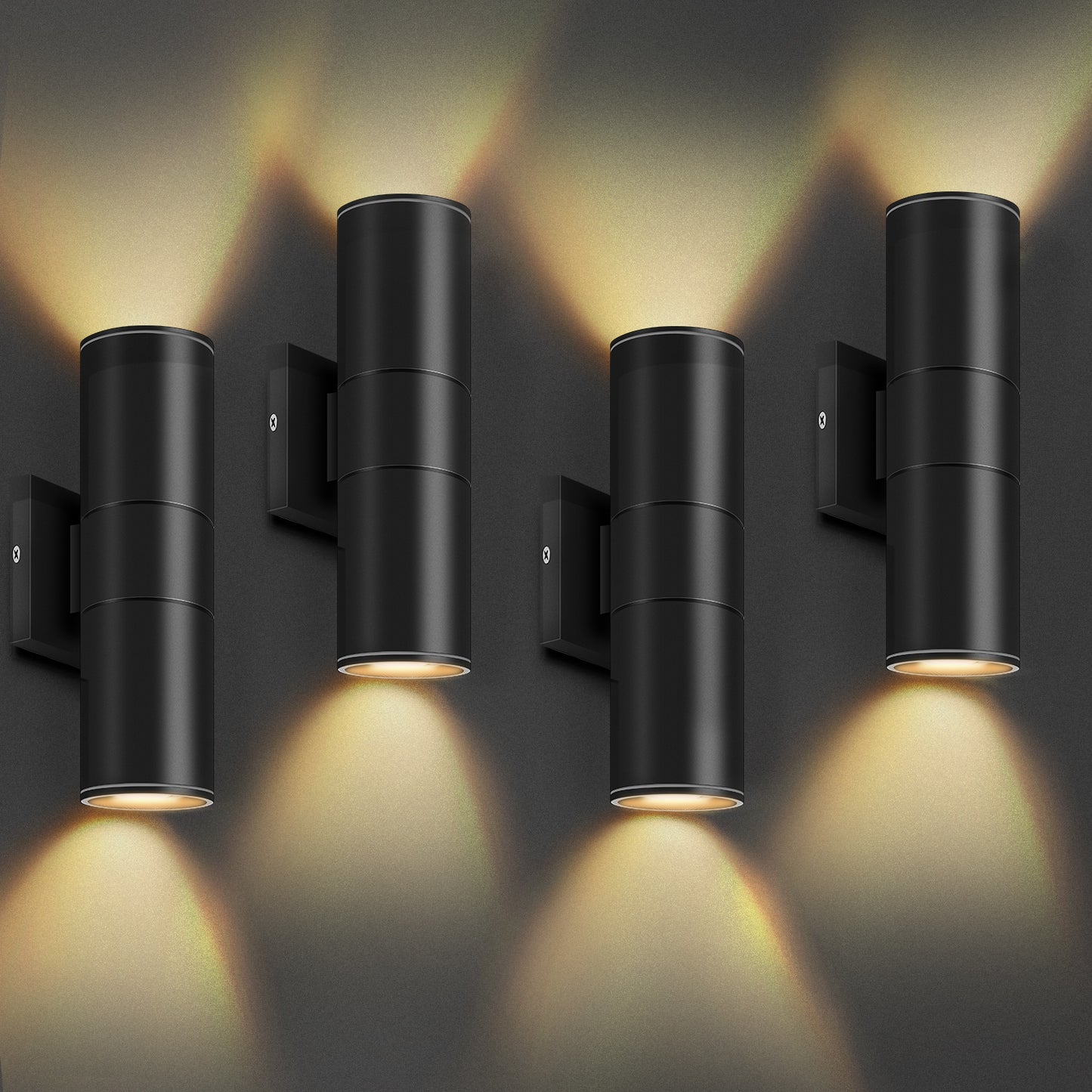 Top 3 wall lights with integrated LED cylinder up and down lights