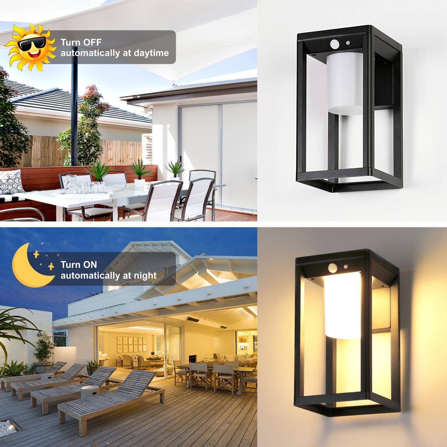 Solar outdoor wall light, motion sensor outdoor wall light