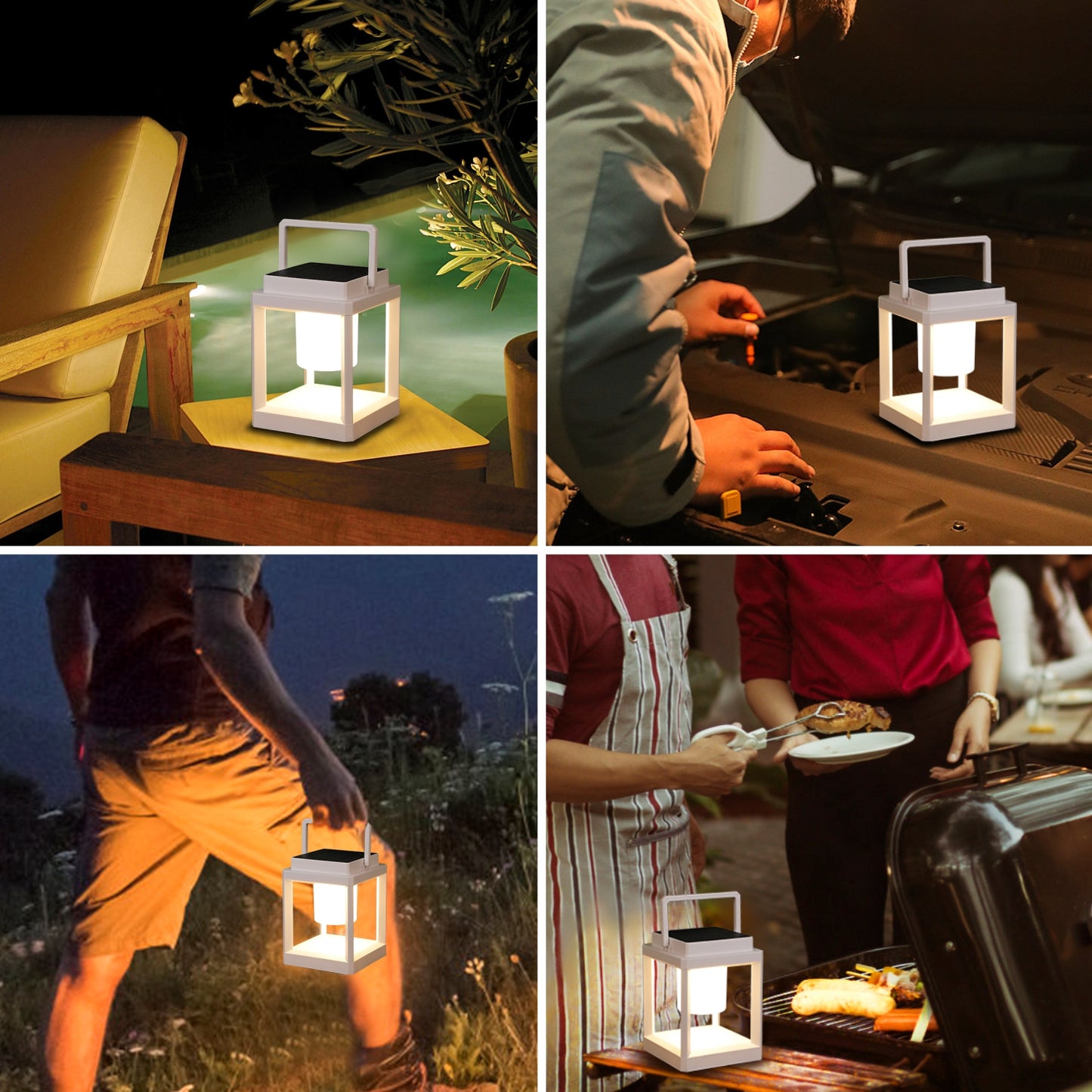 Outdoor Table Lamp, 3-Level Brightness Portable Rechargeable Solar Lamp Waterproof