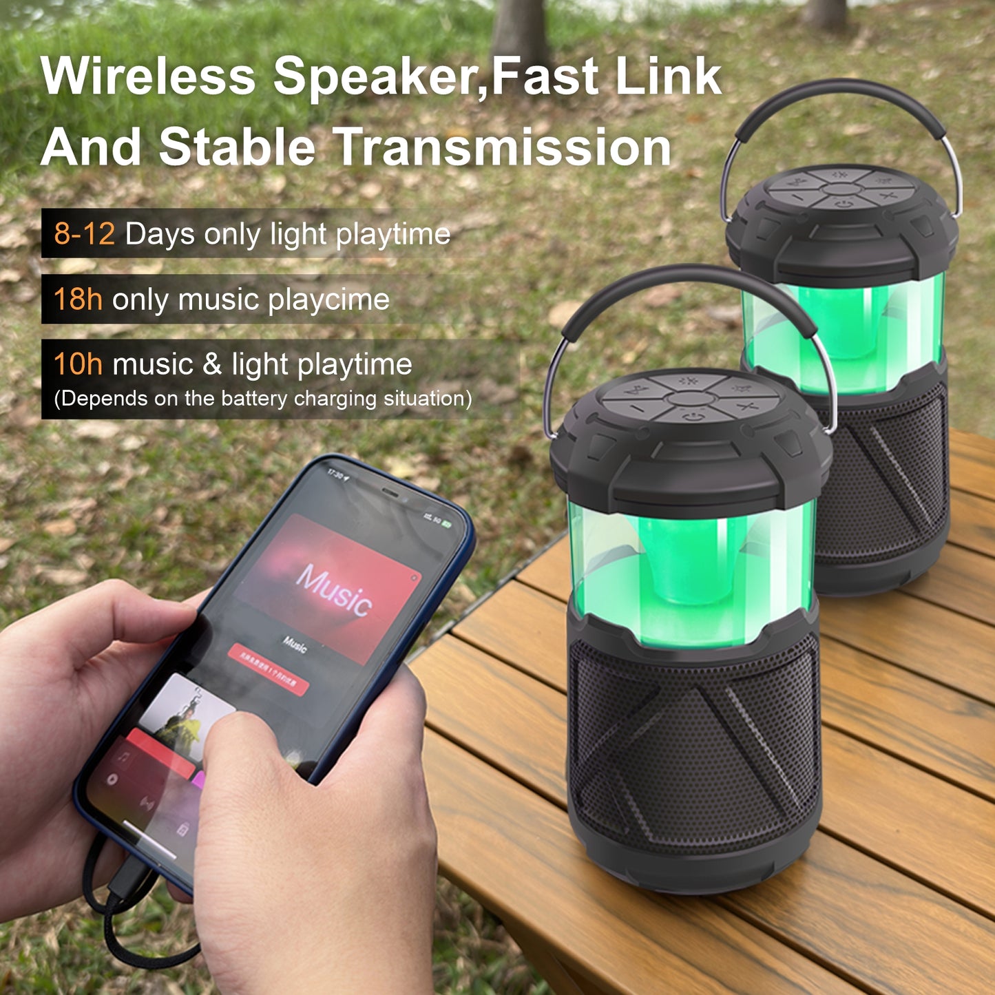 LetryLighting Portable Bluetooth Speakers LED Atmosphere Camping Lights Outdoor