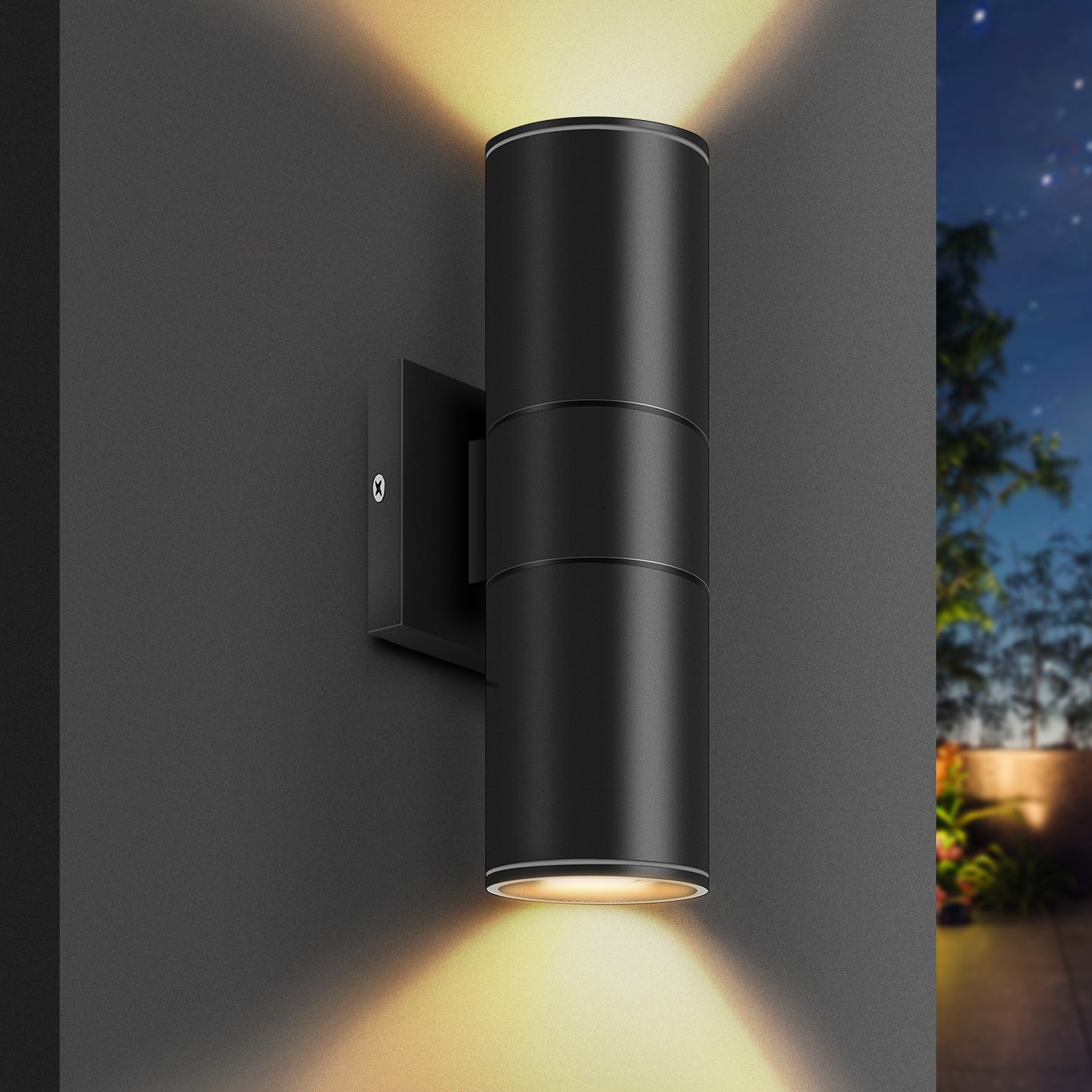 Top 3 wall lights with integrated LED cylinder up and down lights