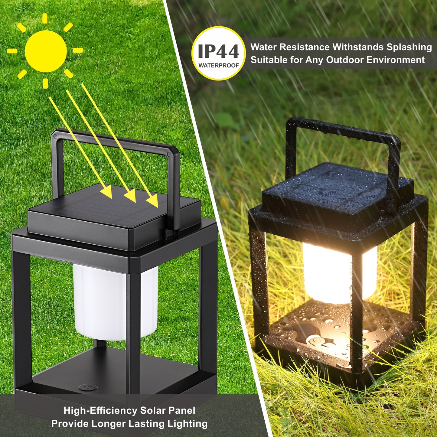 Outdoor Table Lamp, 3-Level Brightness Portable Rechargeable Solar Lamp Waterproof