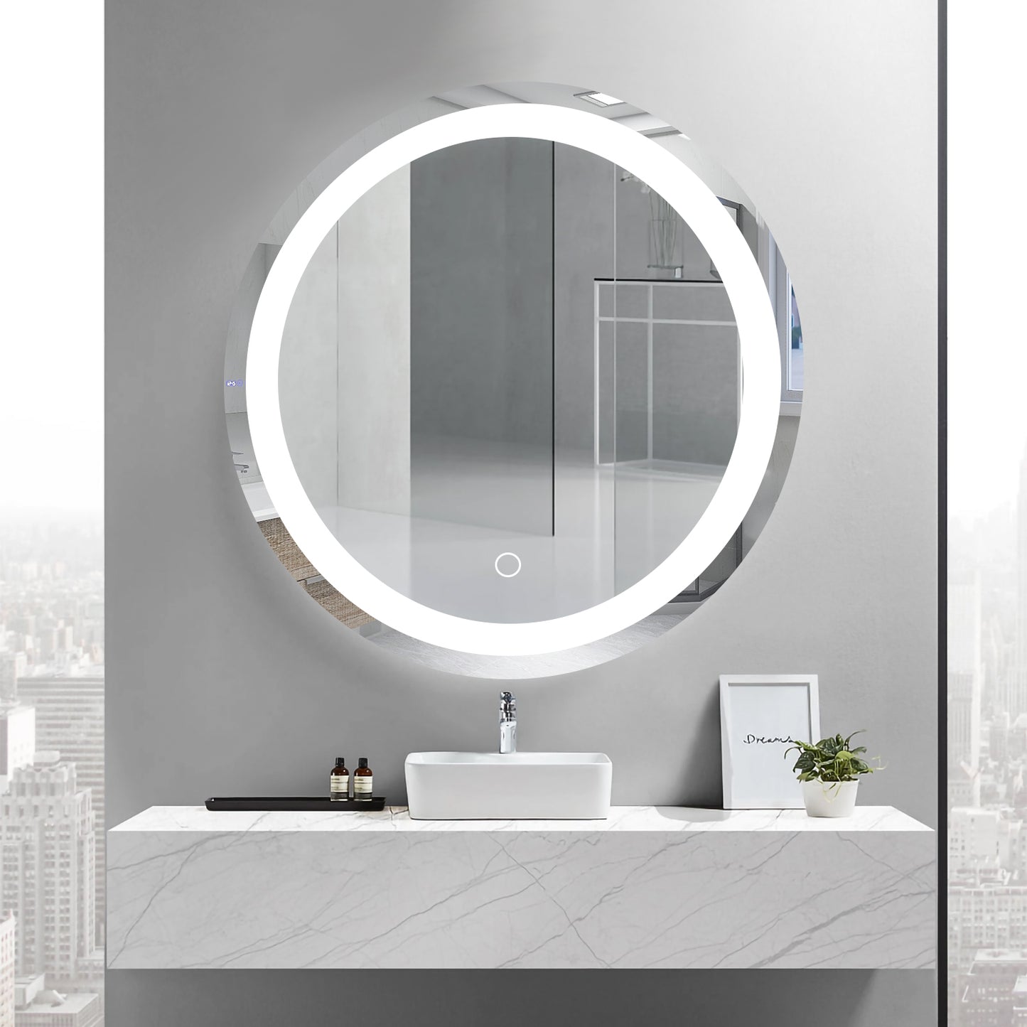 24 Inch LED Round Bathroom Mirror