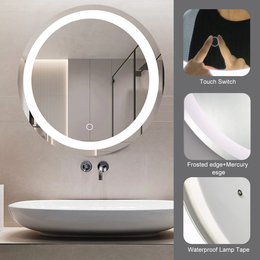 24 Inch LED Round Bathroom Mirror