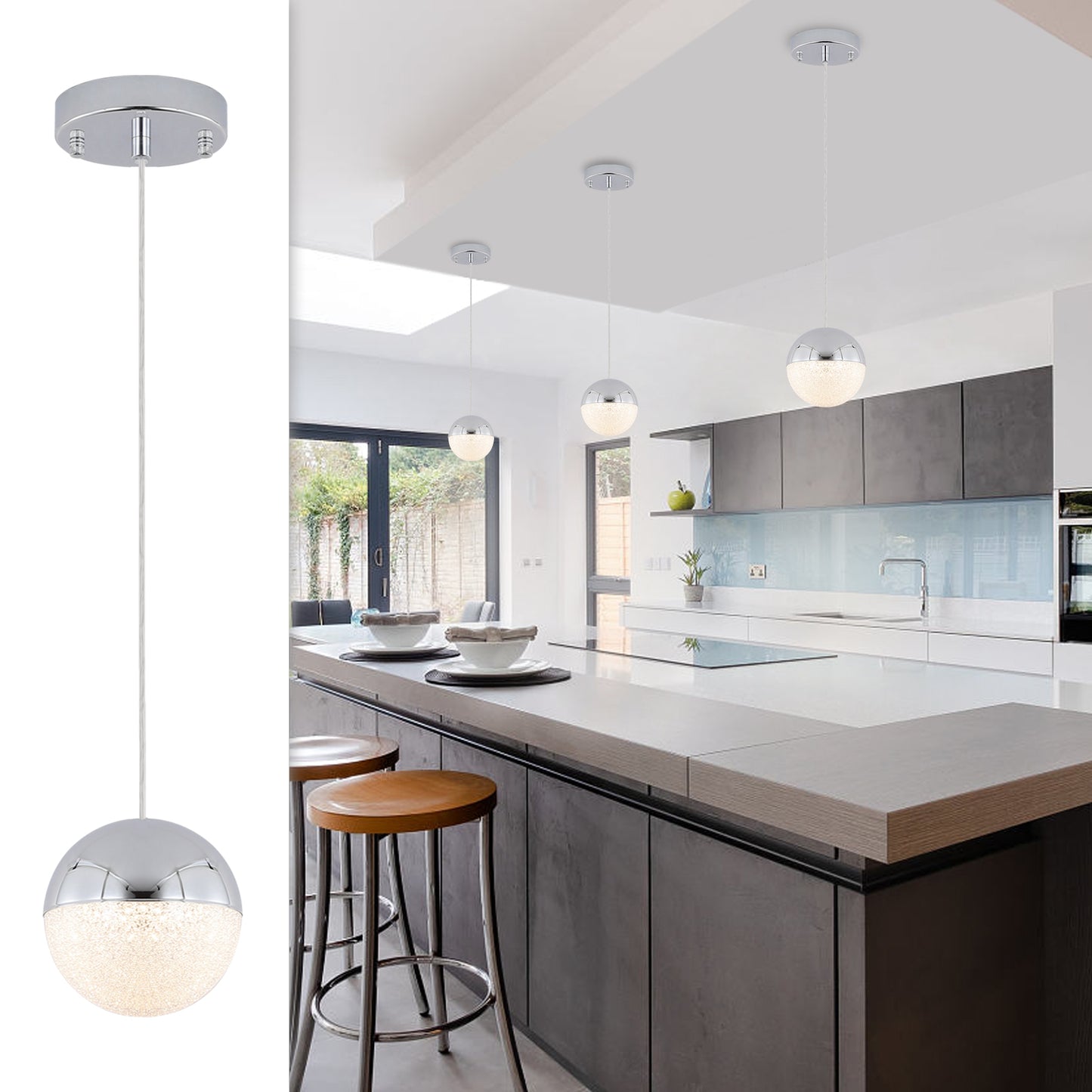 Pendant Light with Dimmable LED(set of 3)