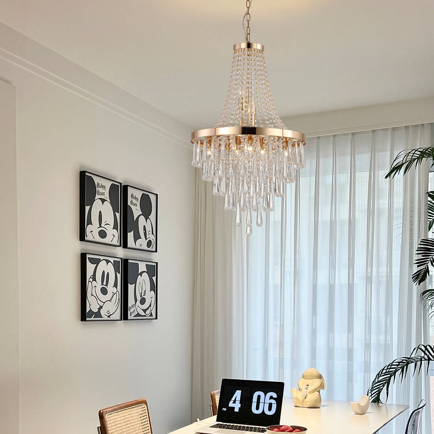 Gold Crystal Chandeliers,Large Contemporary Luxury Ceiling Lighting for Living Room Dining Room Bedroom Hallway