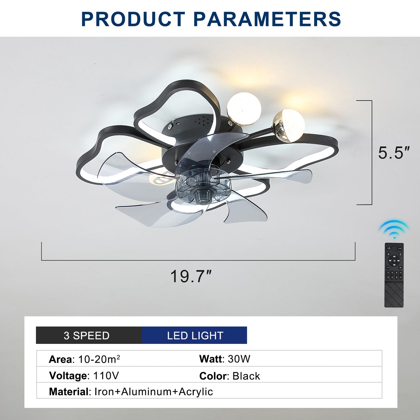 Light Ceiling Fan with Lights Remote Control