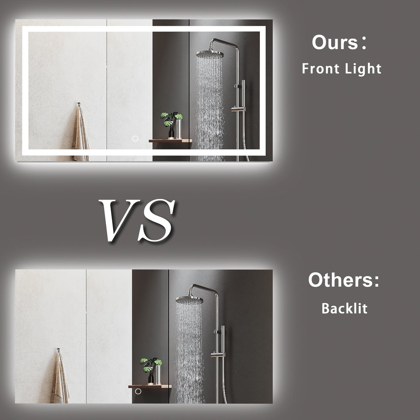 LED Bathroom Mirror 60x 36 Inch with lights, anti-Fog & Dimming Led Bathroom Vanity Mirror