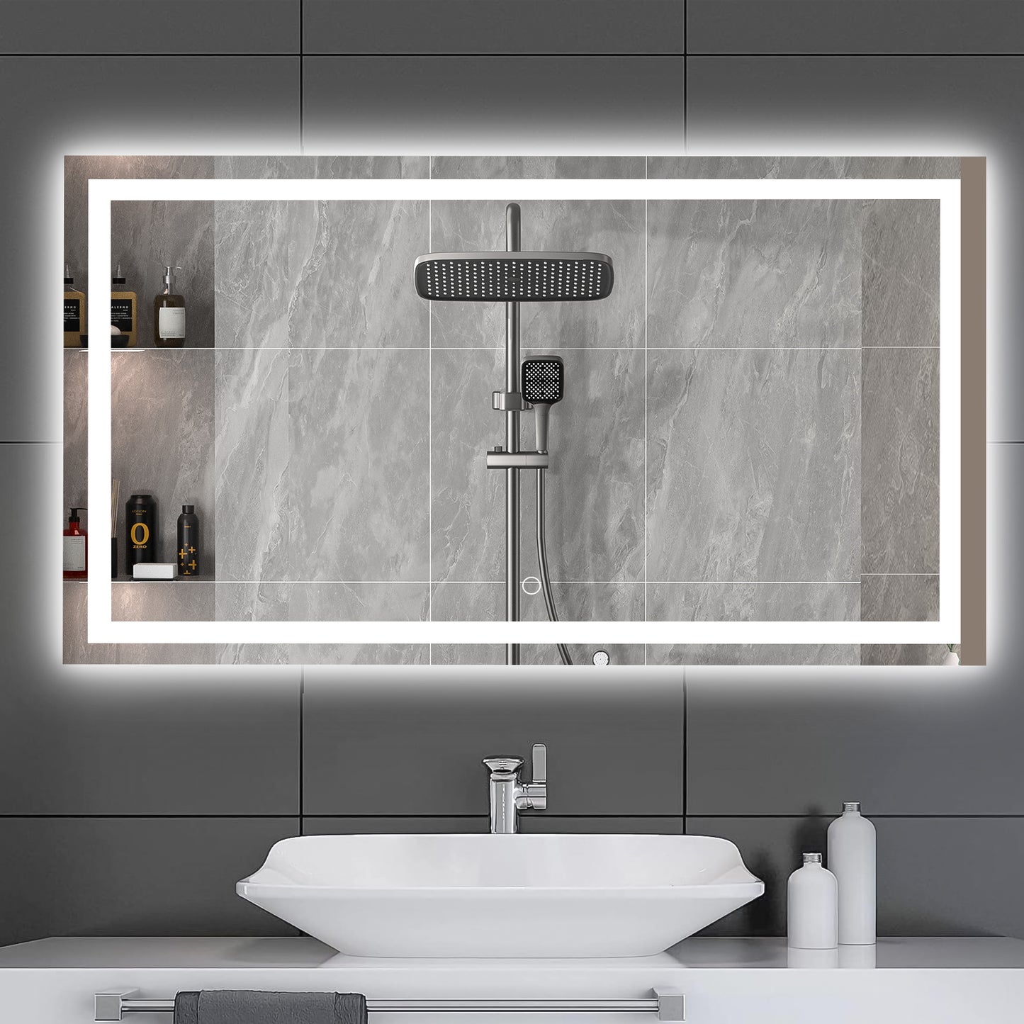 LED Bathroom Mirror 60x 36 Inch with lights, anti-Fog & Dimming Led Bathroom Vanity Mirror