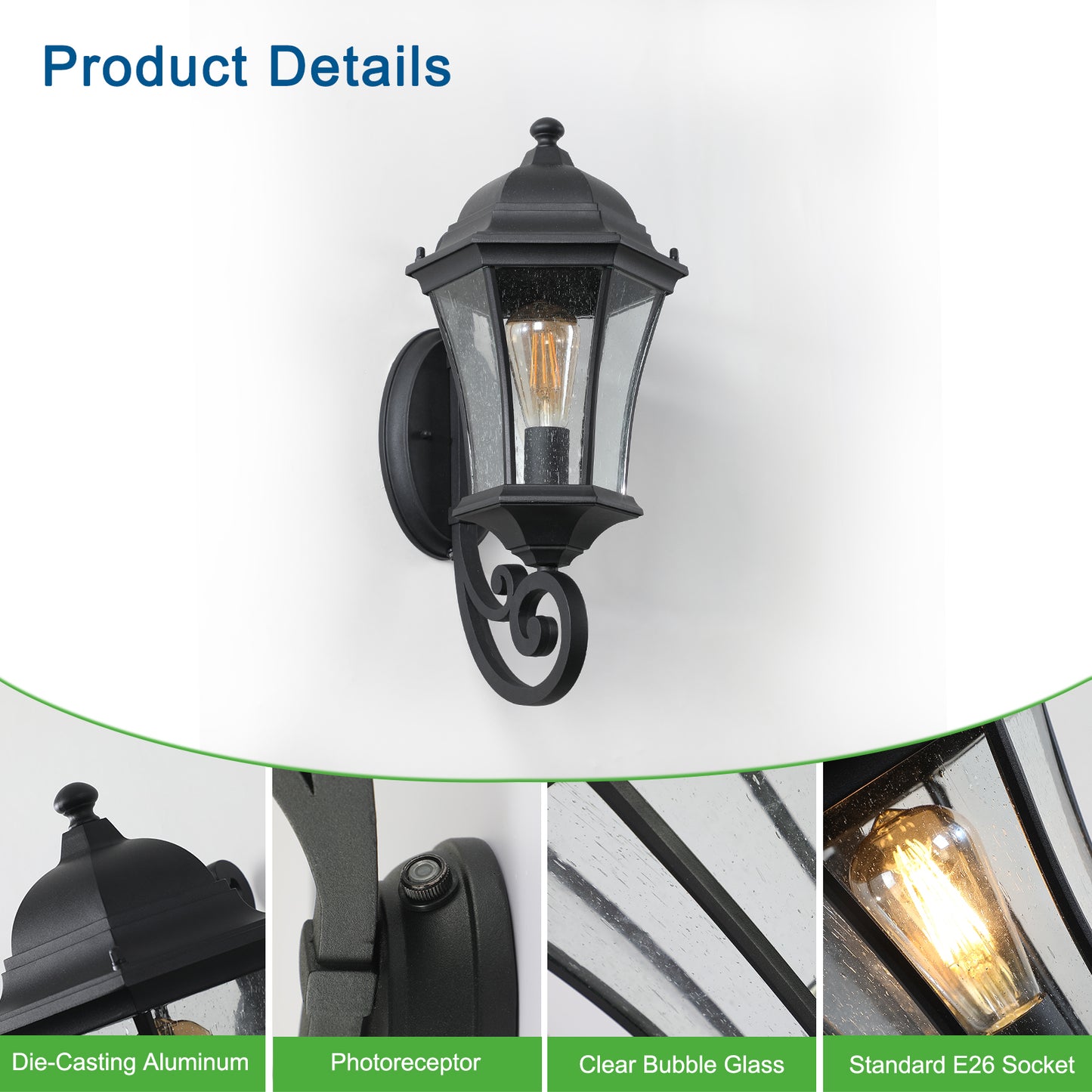 Outdoor Waterproof Glass Retro Wall Lamp