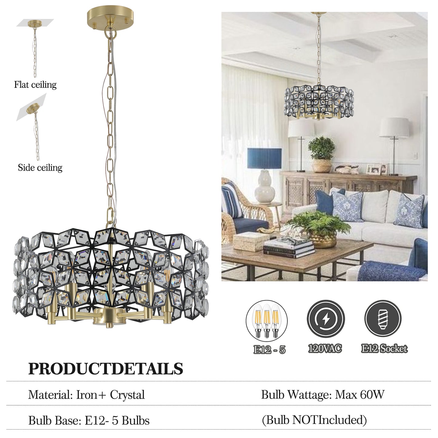 Crystal Chandelier Luxury Home Decoration Lighting Fixture