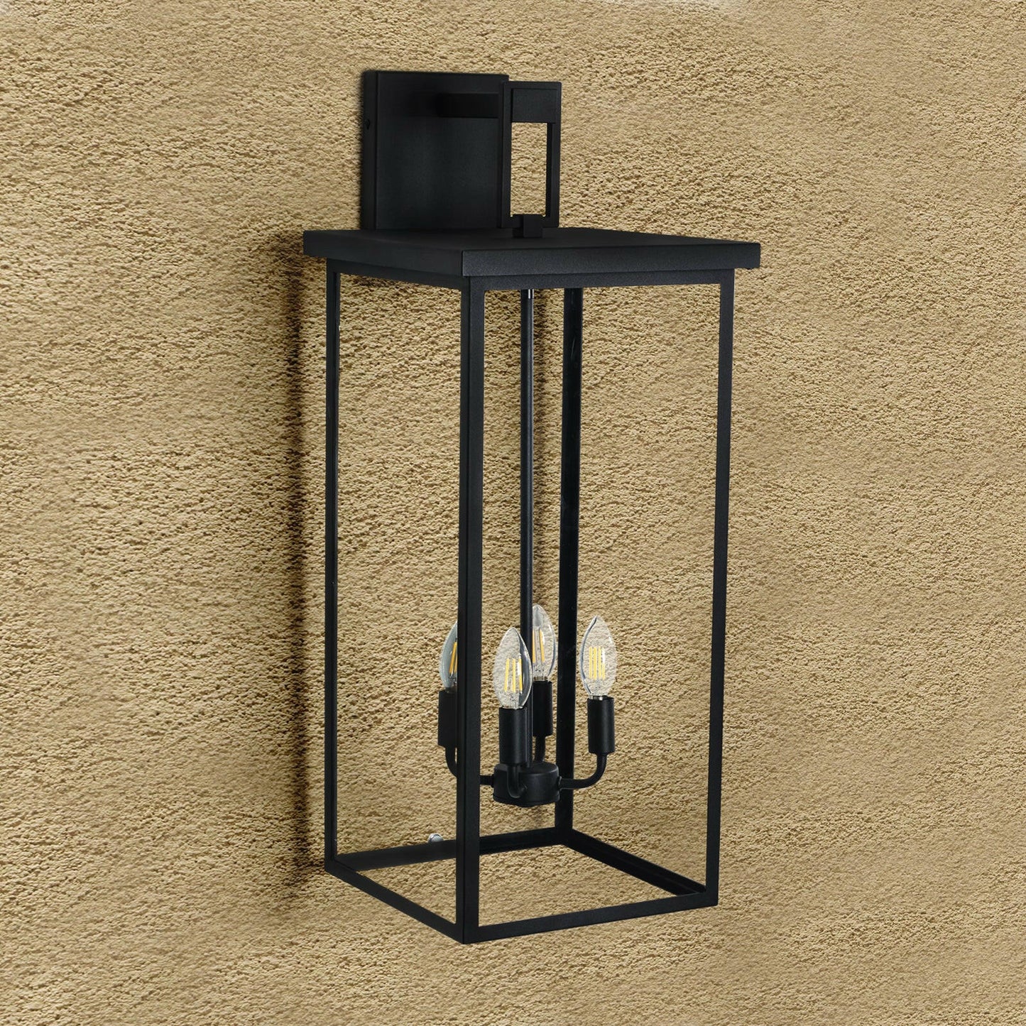 4-Light Black Outdoor Wall Light