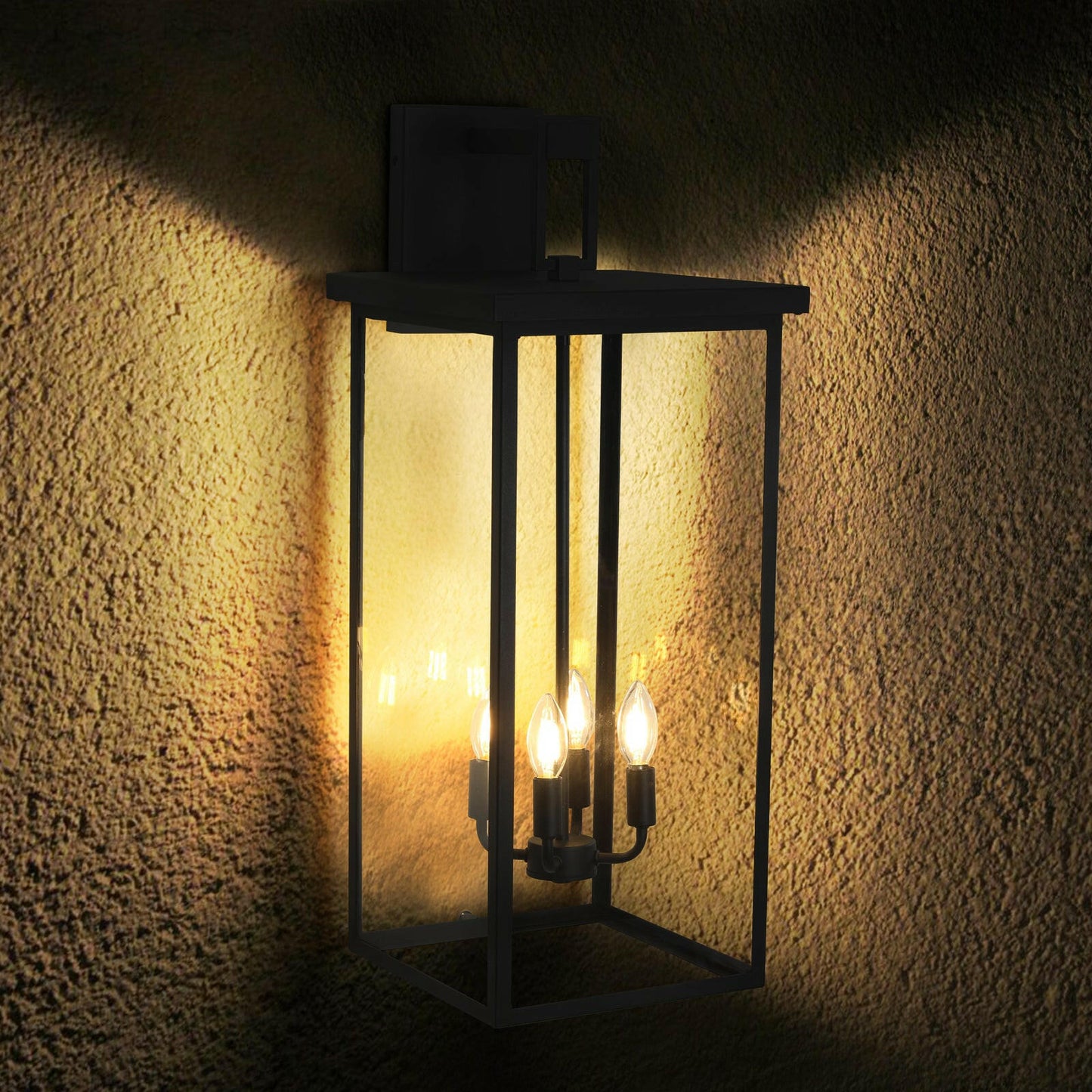 4-Light Black Outdoor Wall Light