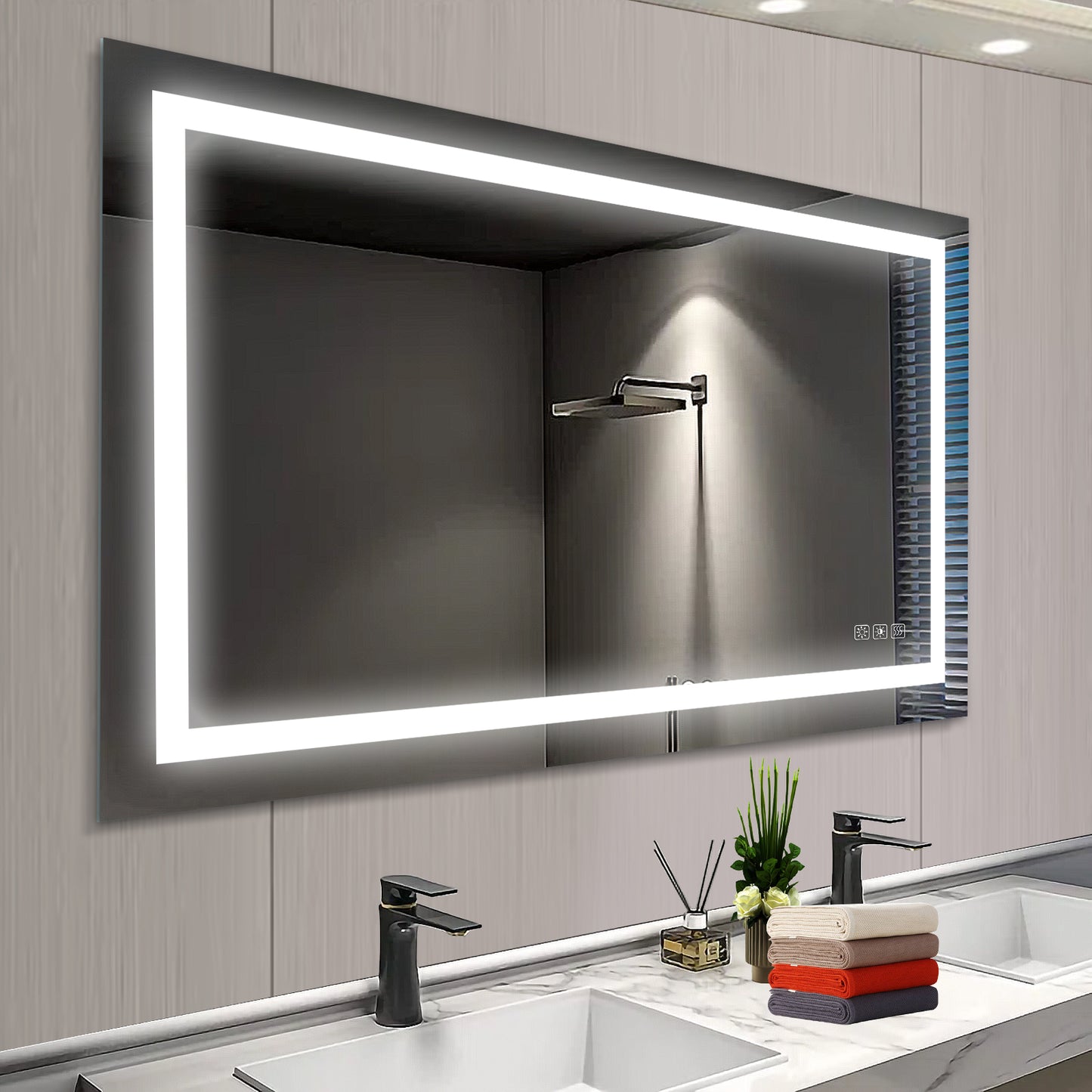 LED Bathroom Mirror 60x 36 Inch with lights, anti-Fog & Dimming Led Bathroom Vanity Mirror