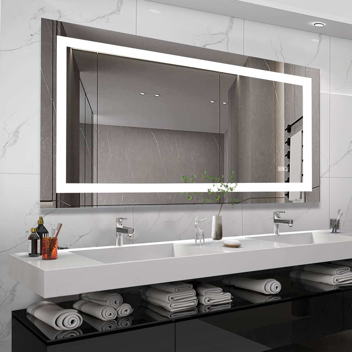 LED Bathroom Mirror 72x36 Inch with lights, anti-Fog & Dimming Led Bathroom Vanity Mirror