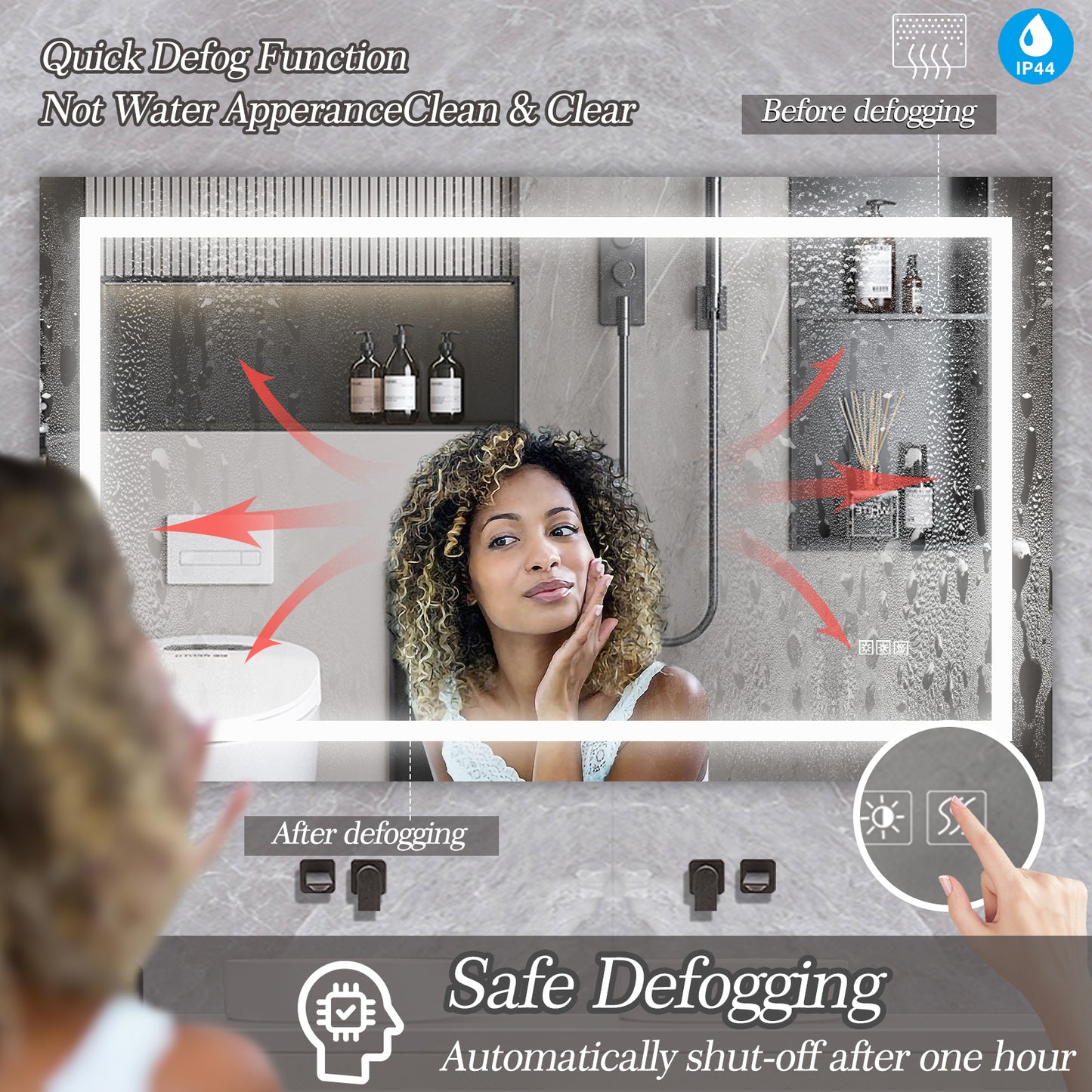 LED Bathroom Mirror 60x 36 Inch with lights, anti-Fog & Dimming Led Bathroom Vanity Mirror