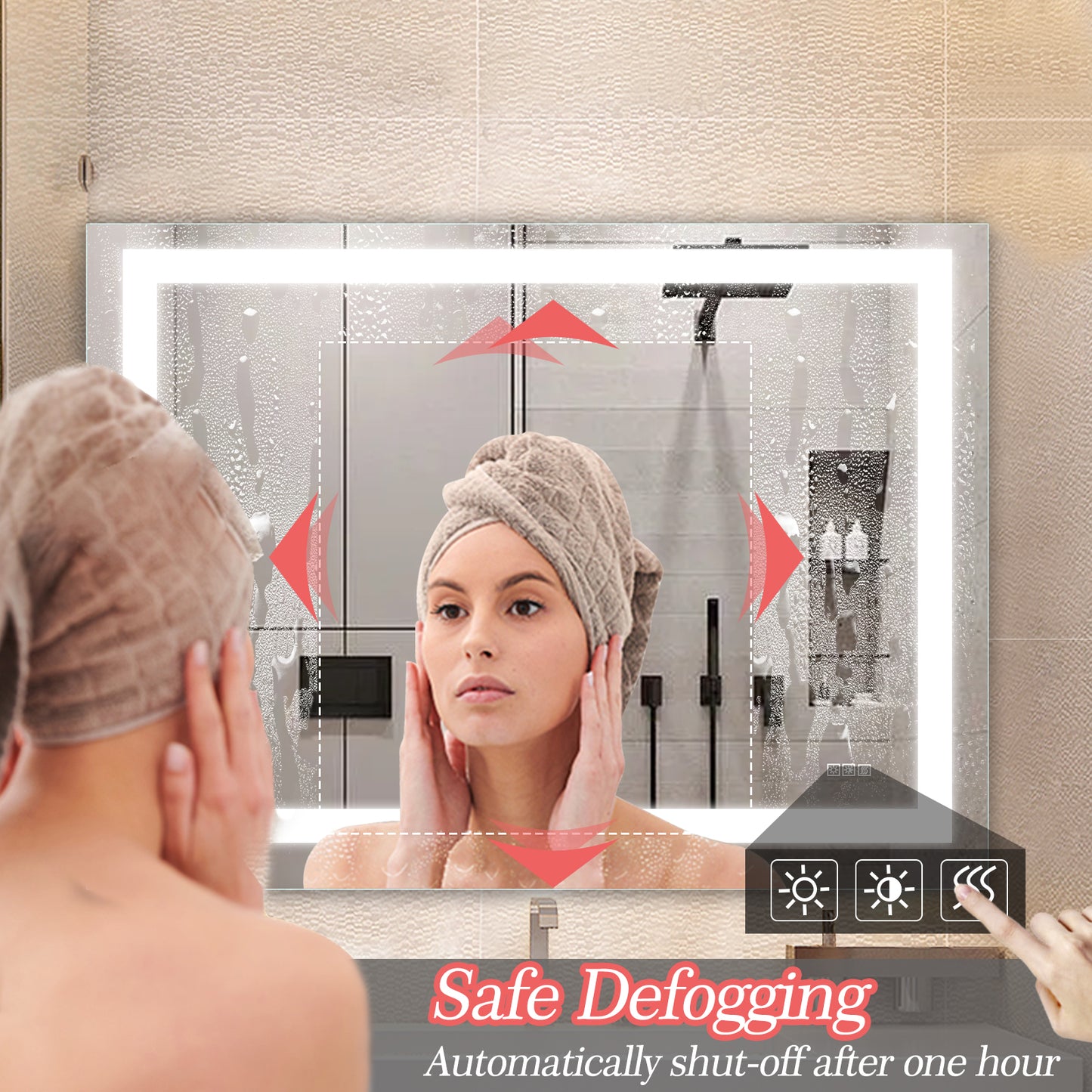 LED Bathroom Mirror 48x 36 Inch with lights, anti-Fog & Dimming Led Bathroom Vanity Mirror