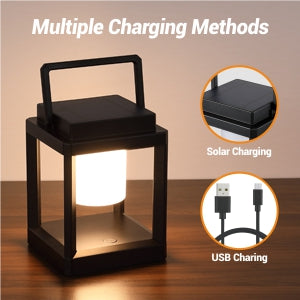 Outdoor Table Lamp, 3-Level Brightness Portable Rechargeable Solar Lamp Waterproof